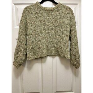 Womens Jessica Simpson Green Sweater Soft Chenille Cable Knit Size XS
